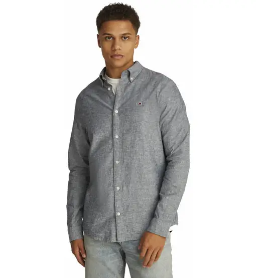 Linen Blend - camicia maniche lunghe - uomo Grey