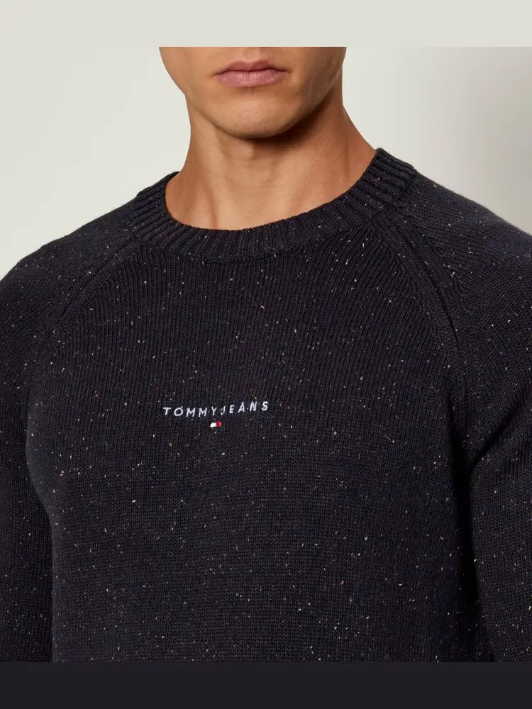 maglia blu navy uomo in cotone logo lettering ricamato miniatura 2