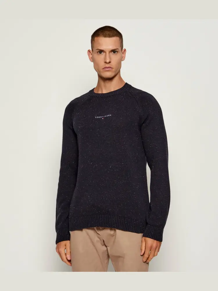 maglia blu navy uomo in cotone logo lettering ricamato