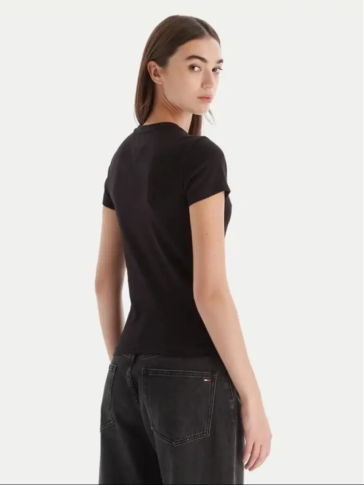 maglia nera donna logo sul davanti miniatura 2