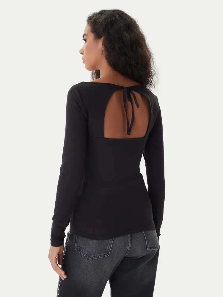 maglia nera donna logo sul petto miniatura 2
