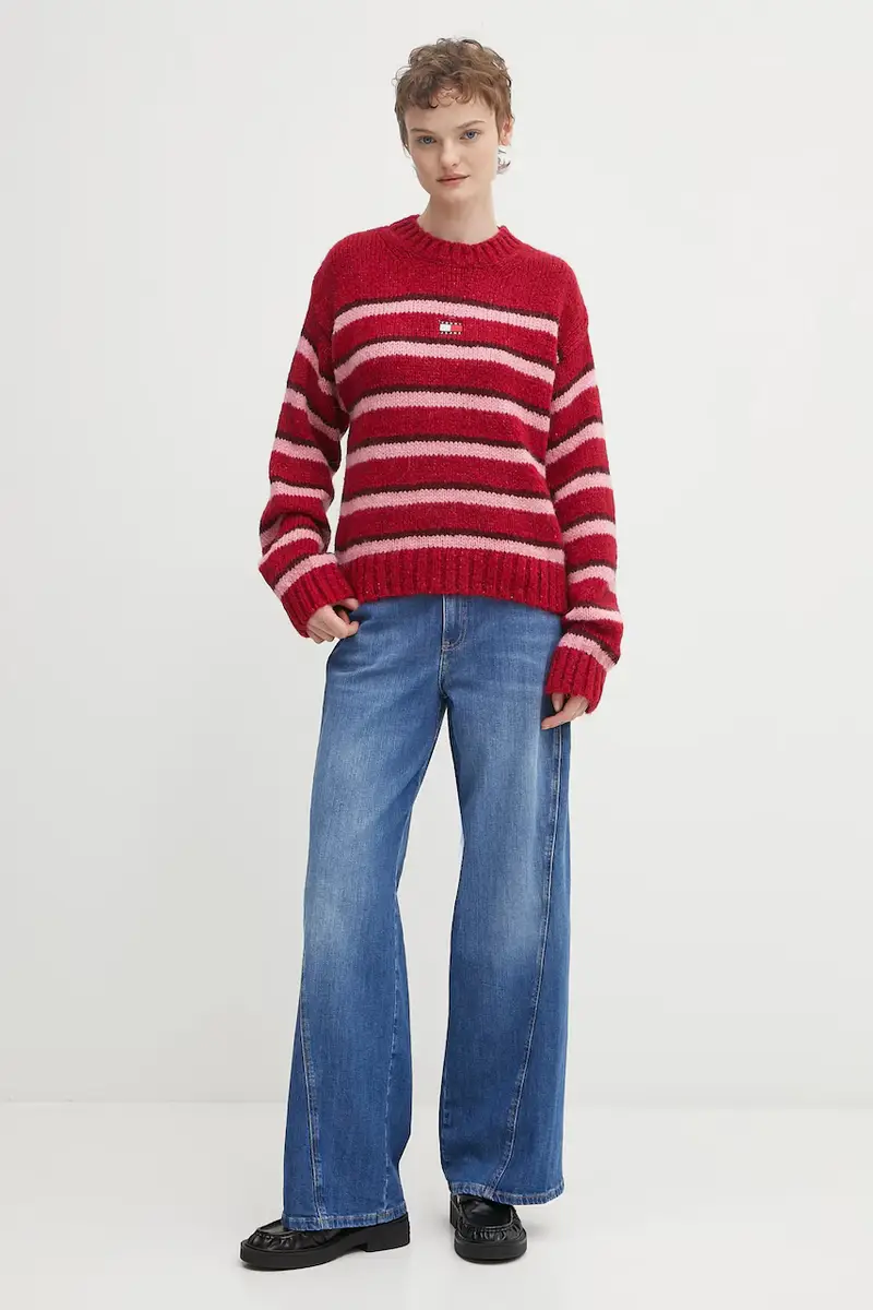 maglione con alpaca colore rosso DW0DW21679 miniatura 2