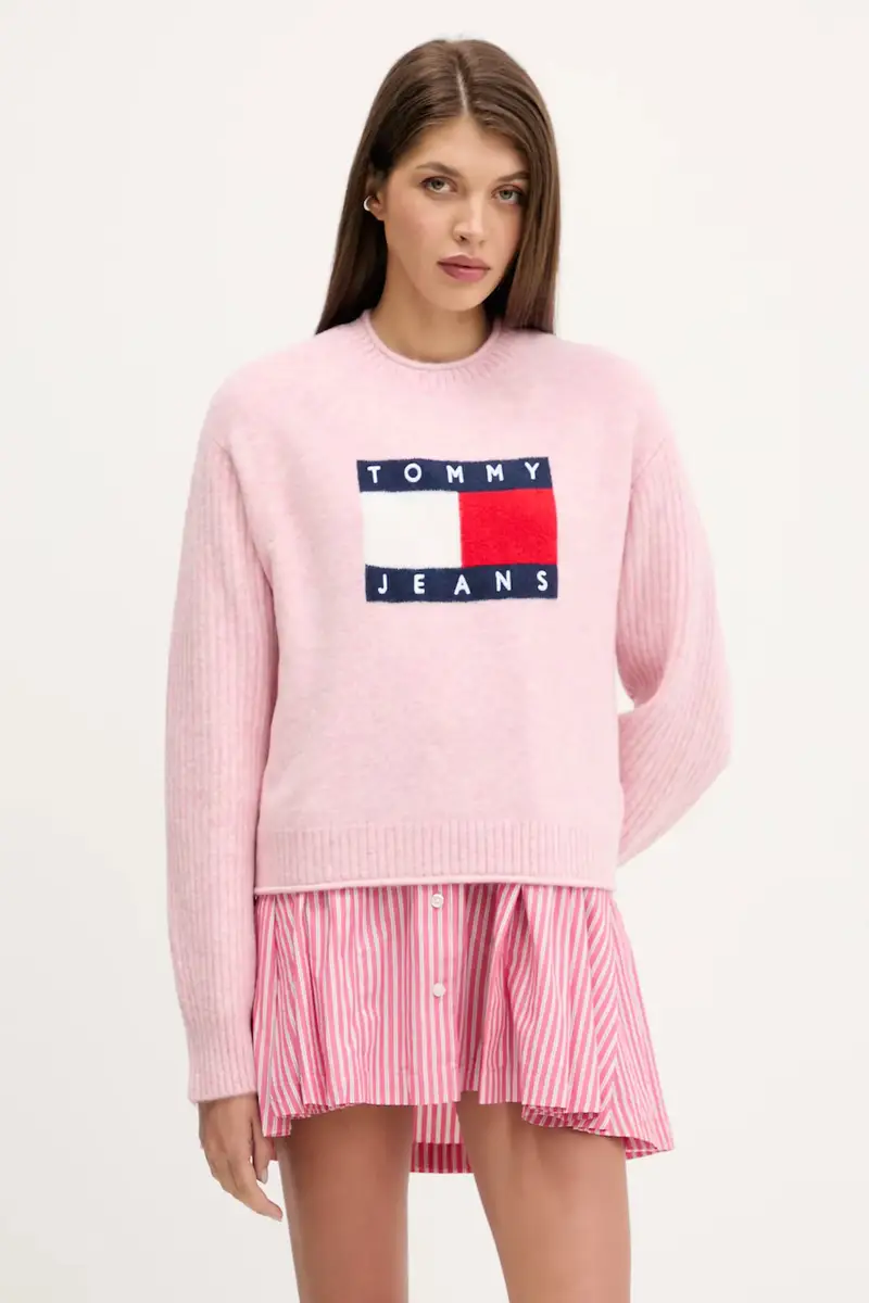 maglione con lana colore rosa DW0DW21782