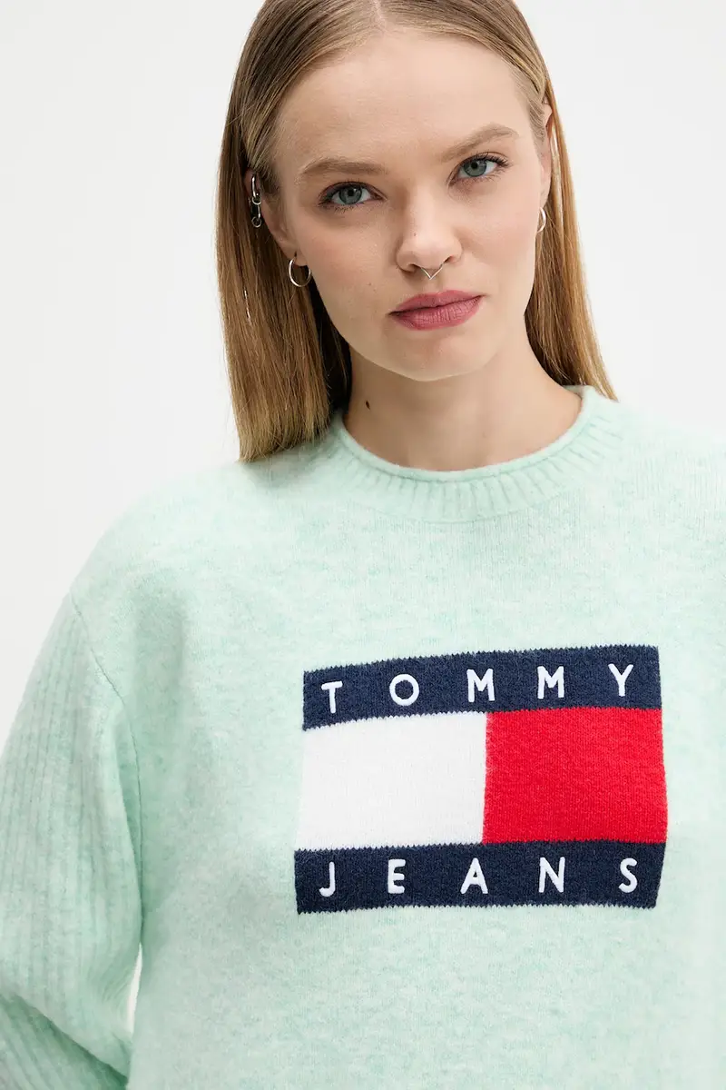 maglione con lana colore turchese DW0DW21782 miniatura 4