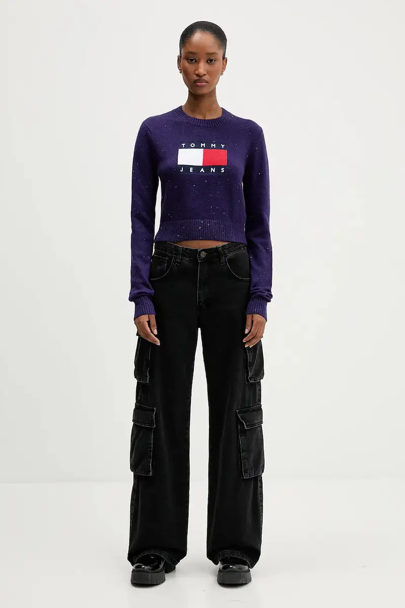 maglione donna colore violetto DW0DW21690 miniatura 2