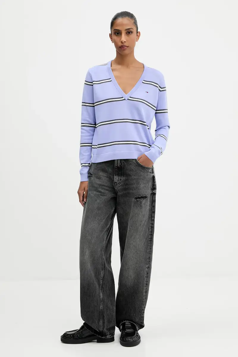 maglione in cotone colore blu DW0DW19888 miniatura 2