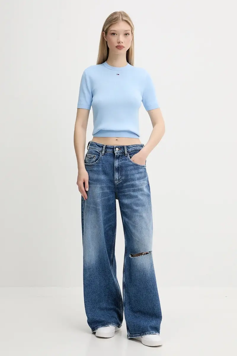 maglione in cotone colore blu navy DW0DW19336 miniatura 2