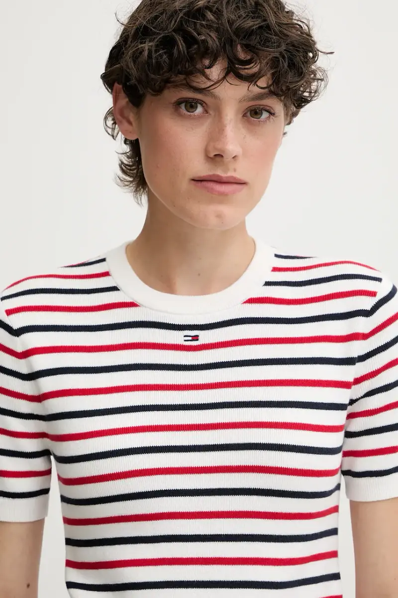 maglione in cotone colore blu navy DW0DW19336 Bianco miniatura 3