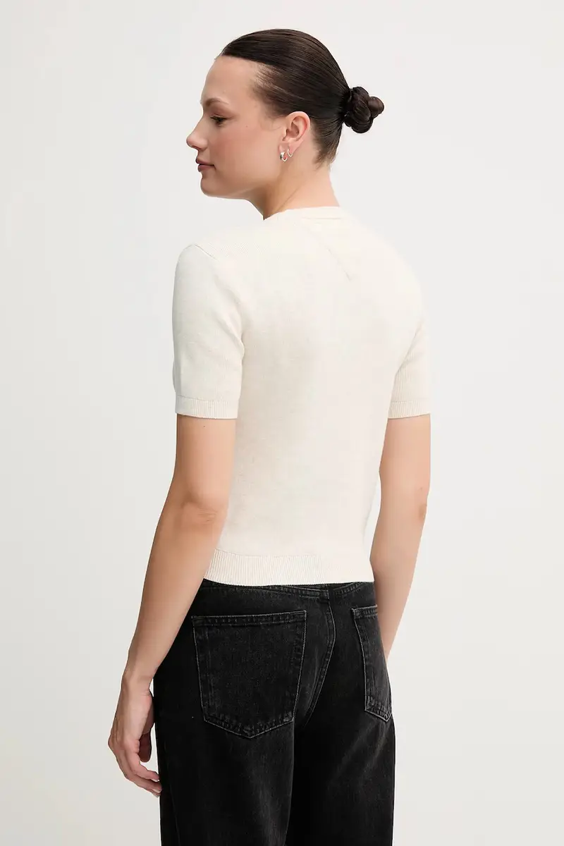 maglione in cotone colore giallo DW0DW19336 Beige miniatura 2