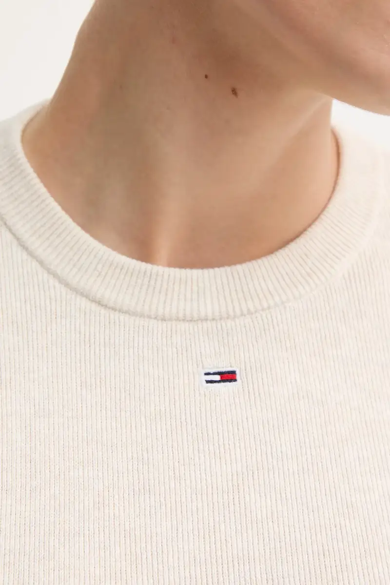 maglione in cotone colore giallo DW0DW19336 Beige miniatura 4