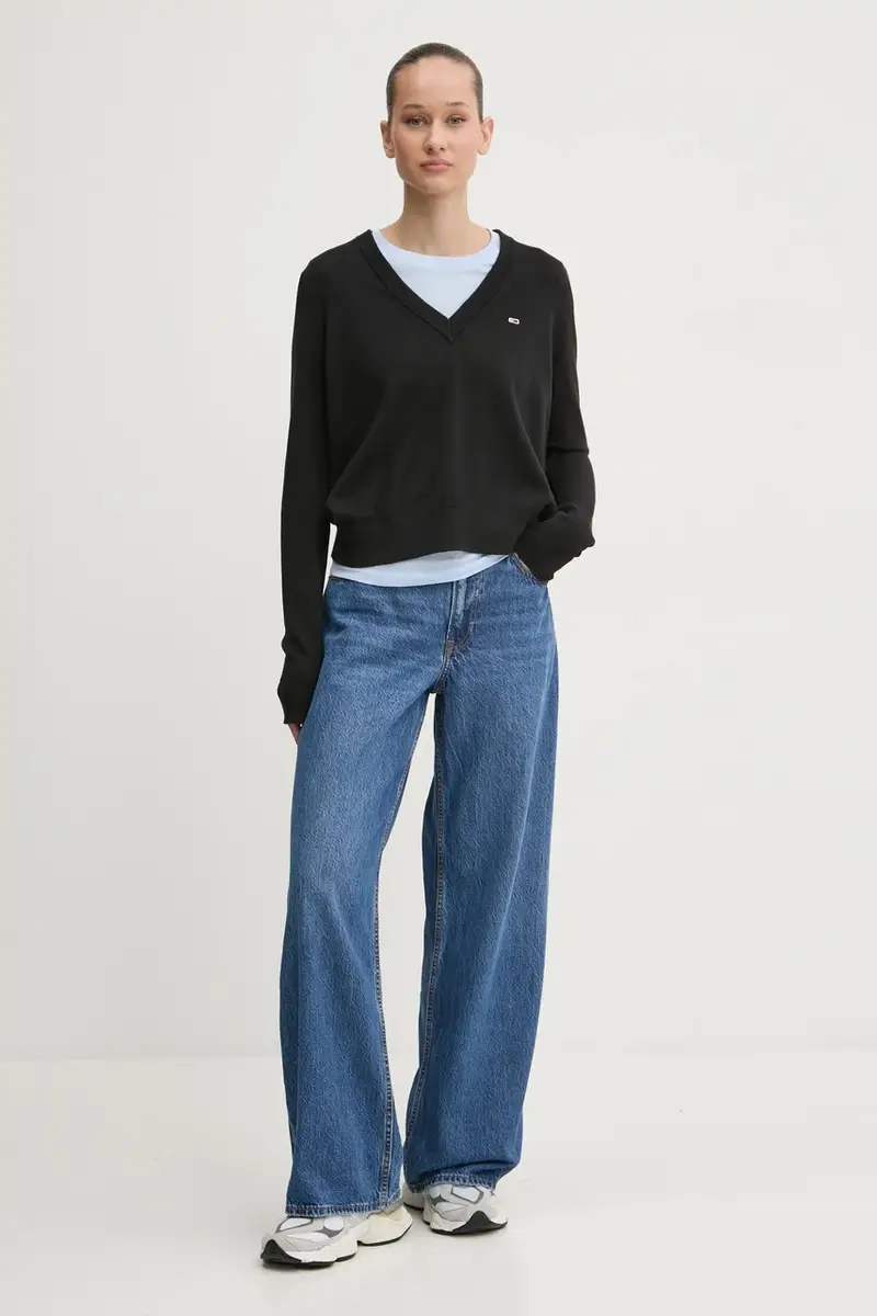 maglione in cotone colore nero DW0DW19888 miniatura 2