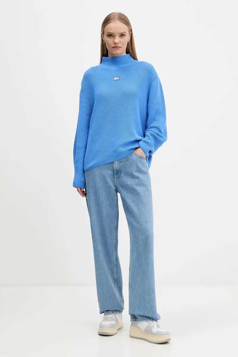 maglione in cotone donna colore blu DW0DW21676 miniatura 2