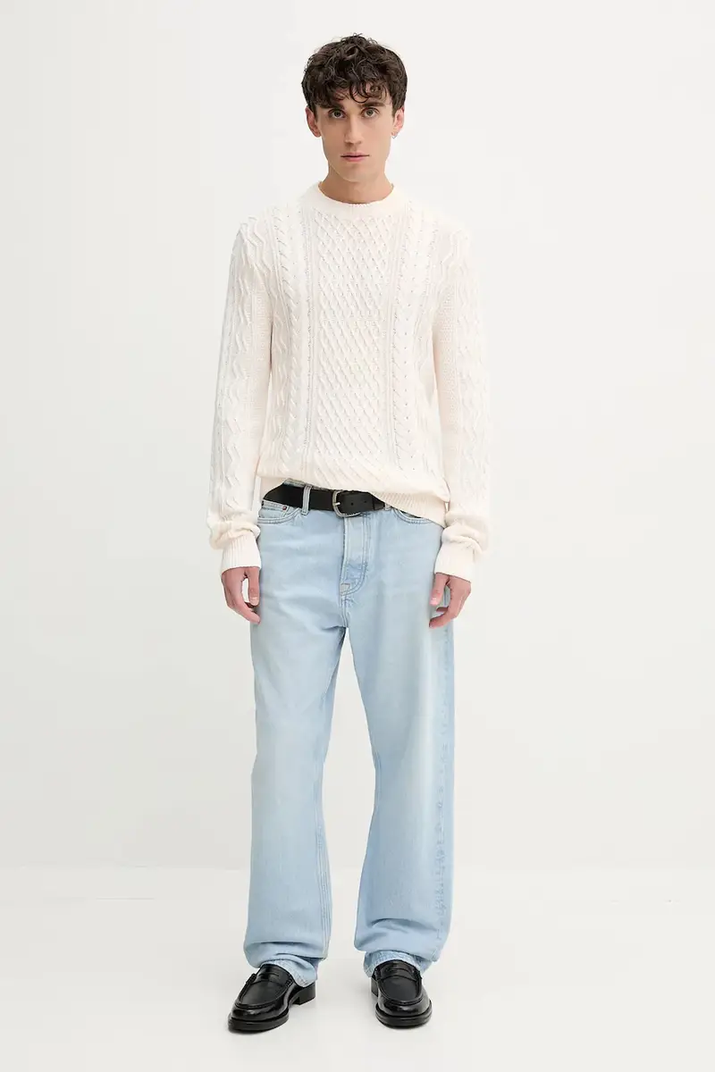 maglione in cotone uomo colore beige DM0DM22101 miniatura 2