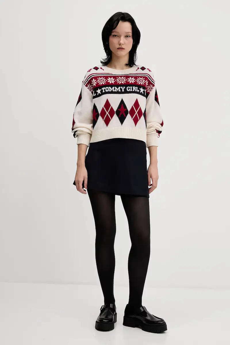 maglione in lana donna colore beige DW0DW22498 miniatura 2