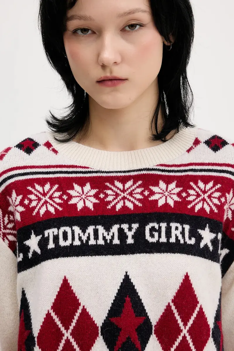 maglione in lana donna colore beige DW0DW22498 miniatura 4