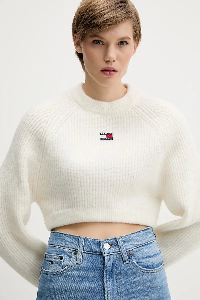 maglione in misto lana donna colore bianco DW0DW21677 Beige miniatura 4