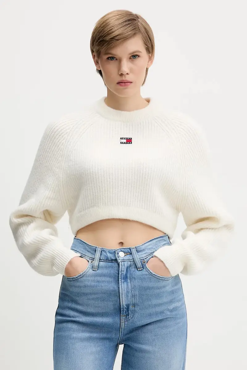 maglione in misto lana donna colore bianco DW0DW21677 Beige