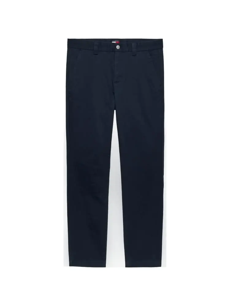 pantalone blu navy uomo chino in cotone logo sul retro