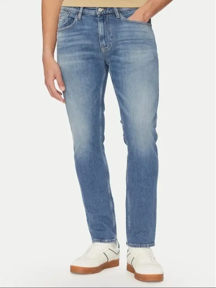 pantalone in denim chiaro uomo mini logo