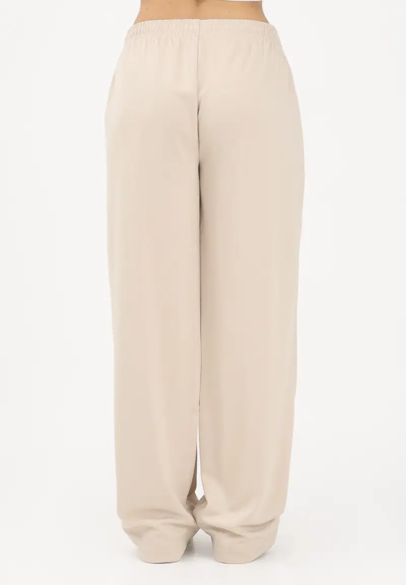 Pantalone sportivo beige da donna con logo miniatura 3