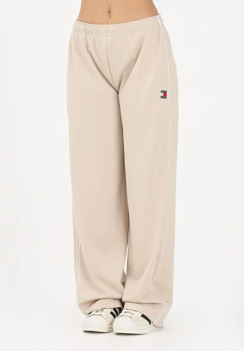 Pantalone sportivo beige da donna con logo