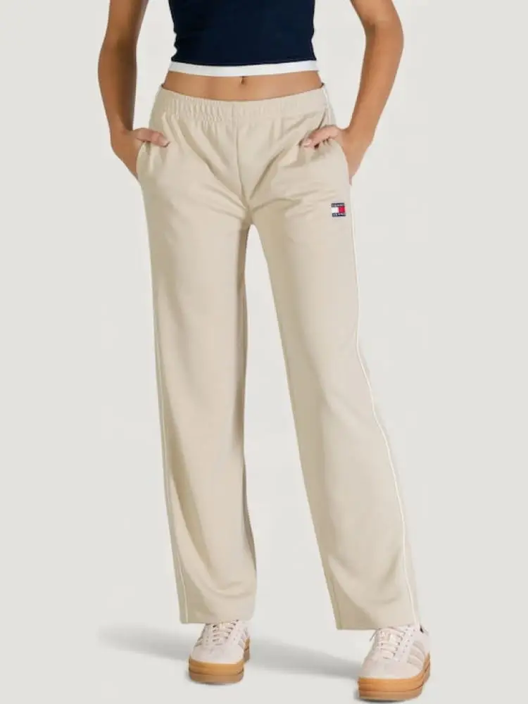 pantalone tuta beige donna mini logo