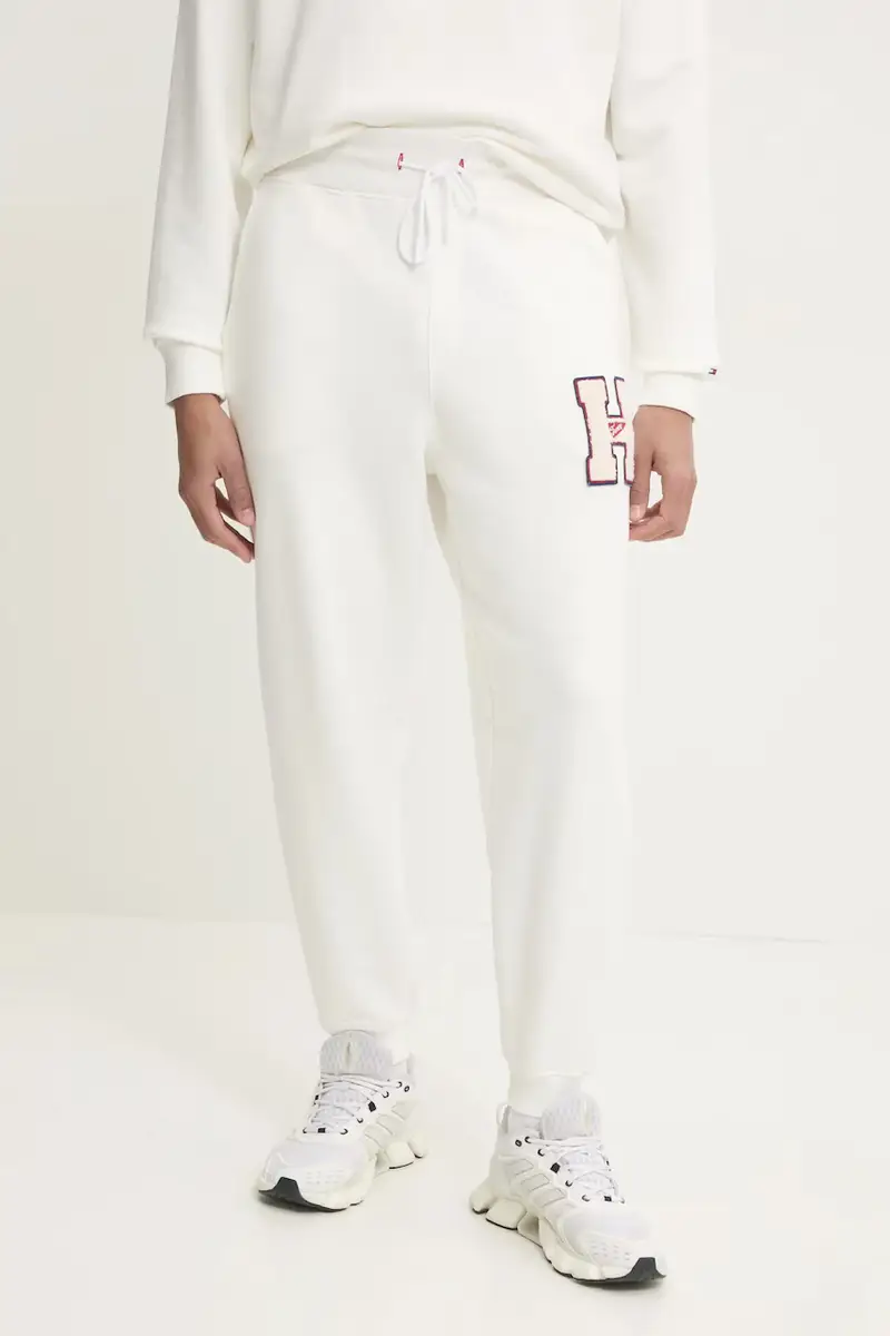 pantaloni della tuta di cotone colore beige con applicazione DM0DM21277