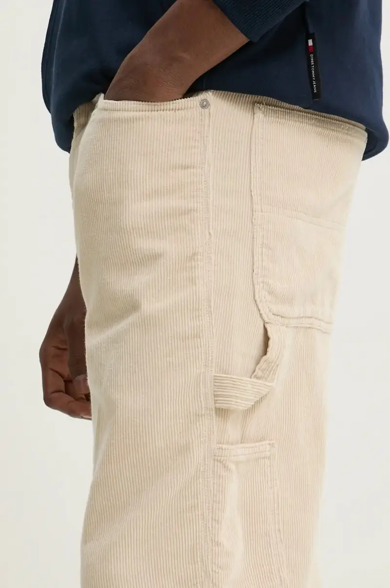 pantaloni in velluto a coste Beige miniatura 4