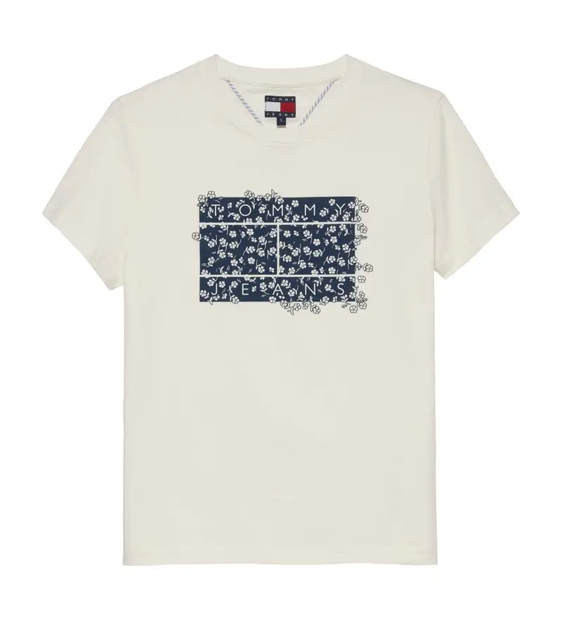 per donna DW0DW20897 Maglietta floreale bianca (M), Bianco, Casual, Manica corta, Cotone biologico, Sostenibile