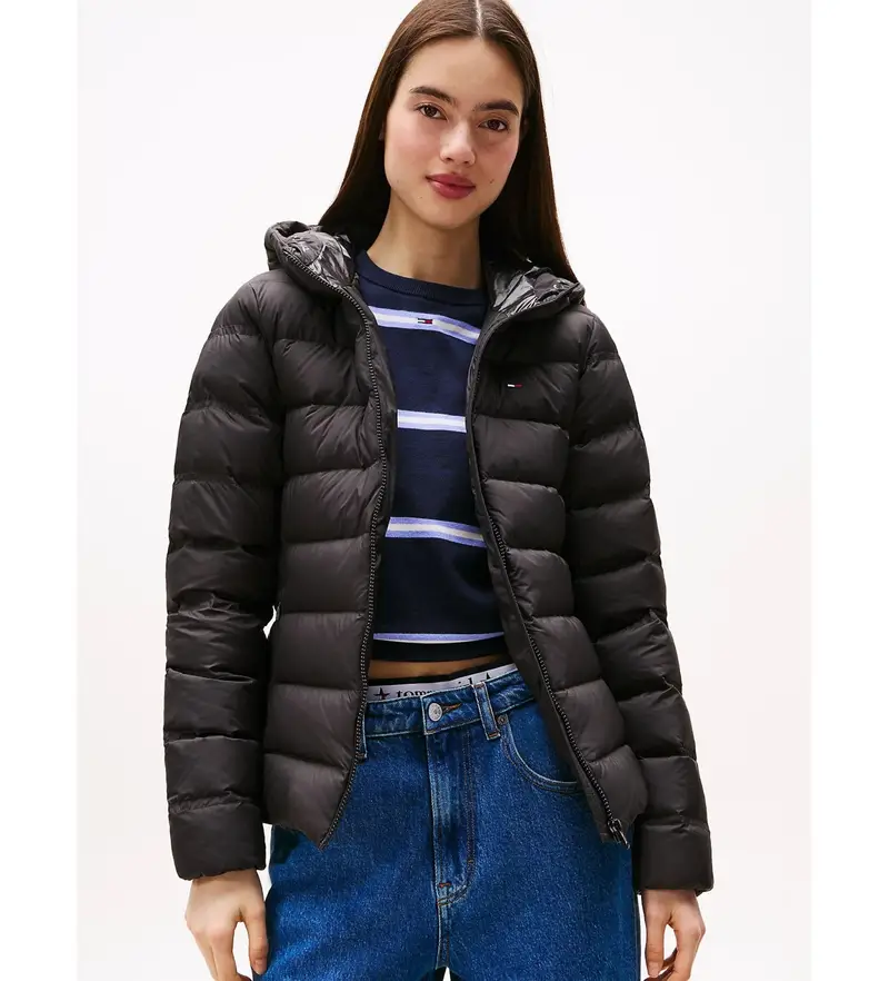 per donna. DW0DW21617 Giacca imbottita con cappuccio nero (L), Casual, Poliestere