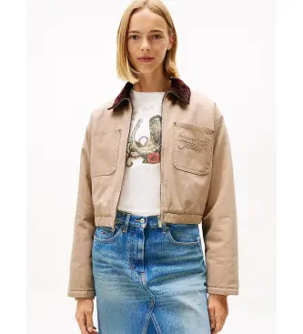 per donna DW0DW21665 Giacca imbottita corta con logo beige (M), Casual, Cotone