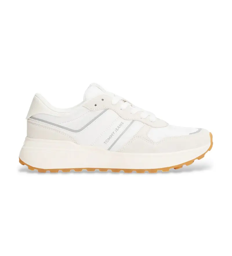 per donna. EN0EN02788 Sneakers in pelle bianca con tacchetti (36), Bianco, Basso, Stringhe, Casual