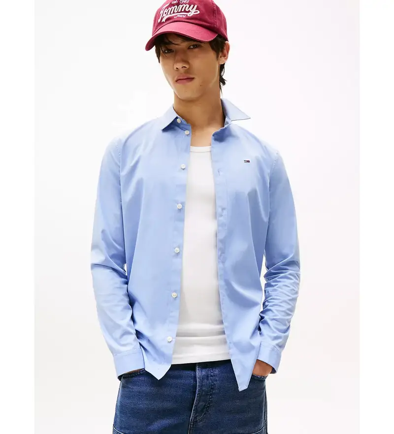 per uomo DM0DM04405 Popel lavanda n Camicia elasticizzata originale (XS), Casual, Cotone, Manica lunga