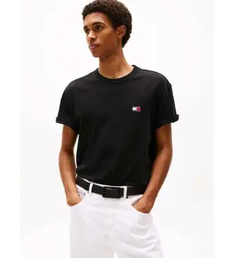 per uomo DM0DM20322 Maglietta con toppa tonale nera (S), Nero, Casual, Cotone, Manica corta