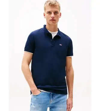 per uomo DM0DM20676 Polo slim fit con toppa con logo blu navy (M), Casual, Cotone, Manica corta
