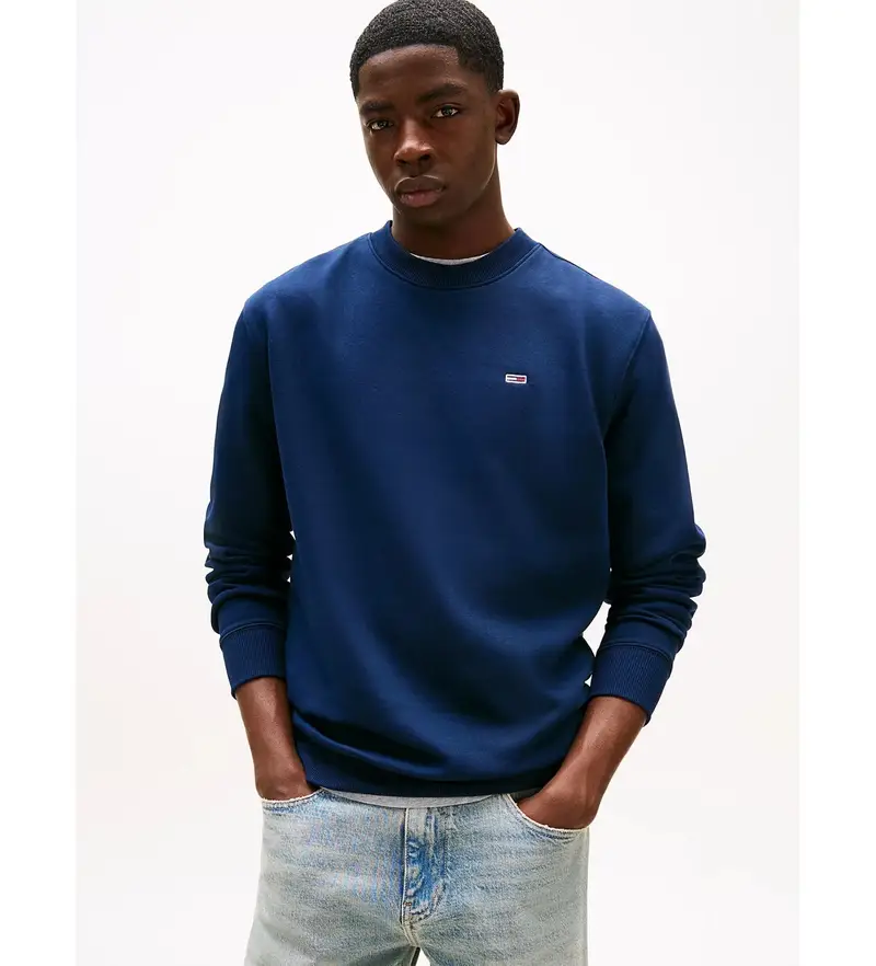 per uomo DM0DM20741 Felpa in pile spazzolato blu navy (S), Casual, Cotone