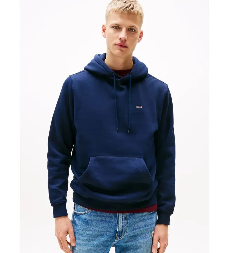 per uomo DM0DM20742 Felpa con bandiera blu scuro (L), Casual, Cotone biologico, Sostenibile, Navy