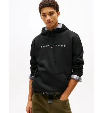 per uomo DM0DM20746 Felpa nera con cappuccio e tasca a marsupio (XXL), Nero, Casual, Cotone biologico, Sostenibile