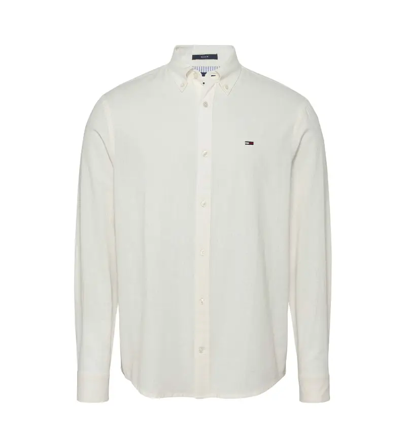 per uomo DM0DM20875 Camicia a maniche lunghe in lino bianco sporco Reg (S), Casual, Manica lunga, Cotone biologico, Sostenibile