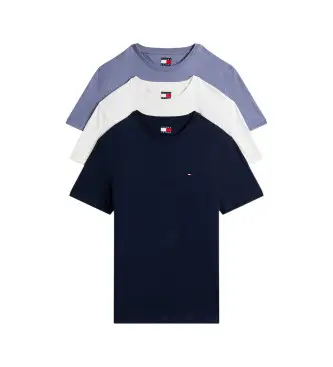per uomo DM0DM21579 Confezione da 3 magliette extra slim con logo blu navy, bianco e blu (S), Casual, Cotone, Manica corta