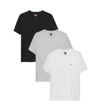 per uomo DM0DM21579 Set di 3 t-shirt extra slim con loghi neri, grigi e bianchi (M), Nero, Bianco, Casual, Grigio, Cotone, Mani