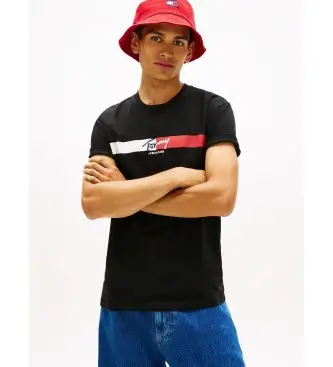 per uomo DM0DM22539 Maglietta nera con firma (L), Nero, Cotone, Manica corta