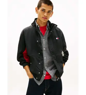 per uomo DM0DM22738 Giacca idrorepellente con logo nero sul retro (L), Blu, Casual, Nylon, Navy