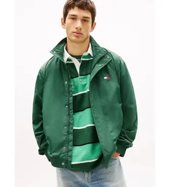 per uomo DM0DM22738 Giacca idrorepellente con logo verde sul retro (L), Casual, Nylon