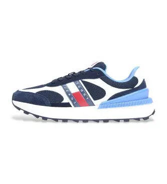 per uomo EM0EM01537 Sneakers in pelle scamosciata blu con suola dentellata (40), Basso, Stringhe, Casual