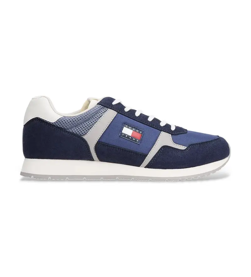 per uomo EM0EM01590 Sneakers con logo e texture miste blu navy (40), Basso, Stringhe, Casual