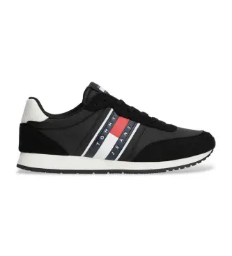 per uomo EM0EM01709 Sneakers con logo e texture miste, nere (40), Nero, Basso, Stringhe, Casual