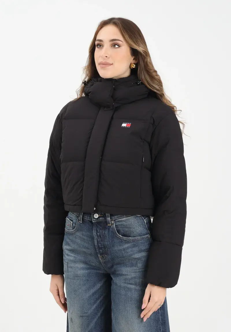 Piumino nero da donna con logo