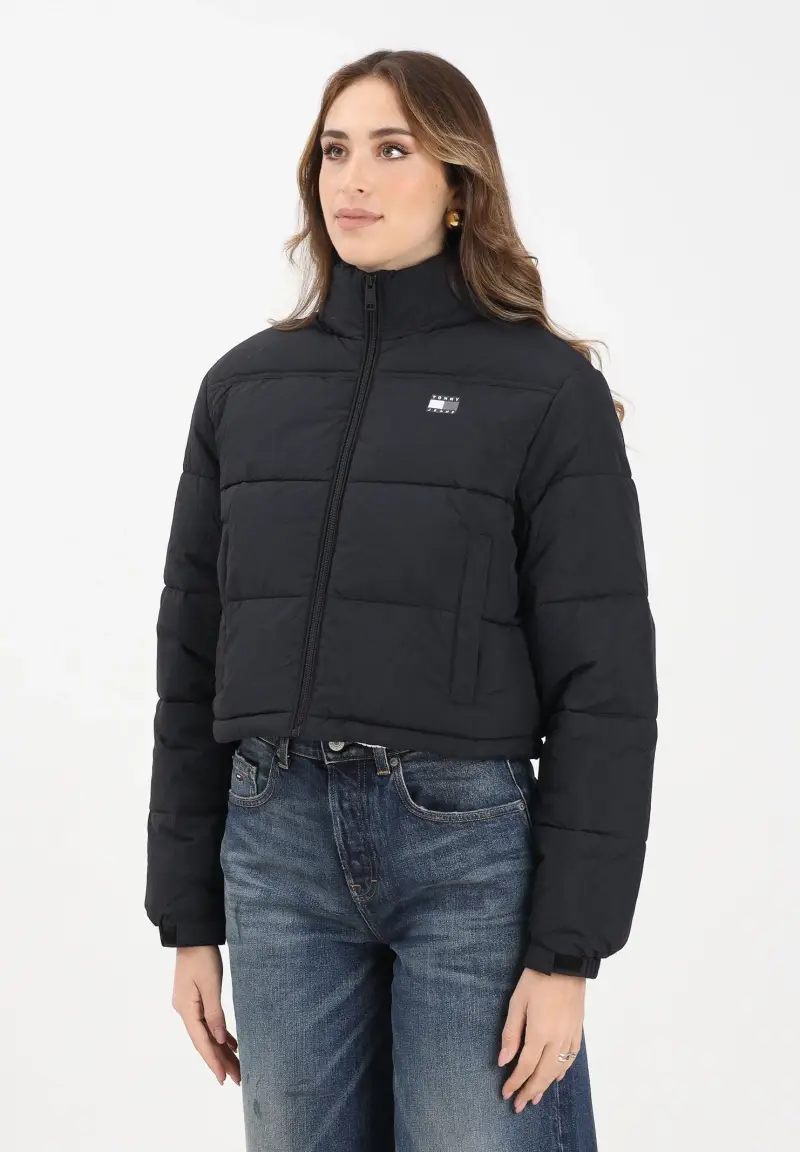 Piumino nero da donna con logo