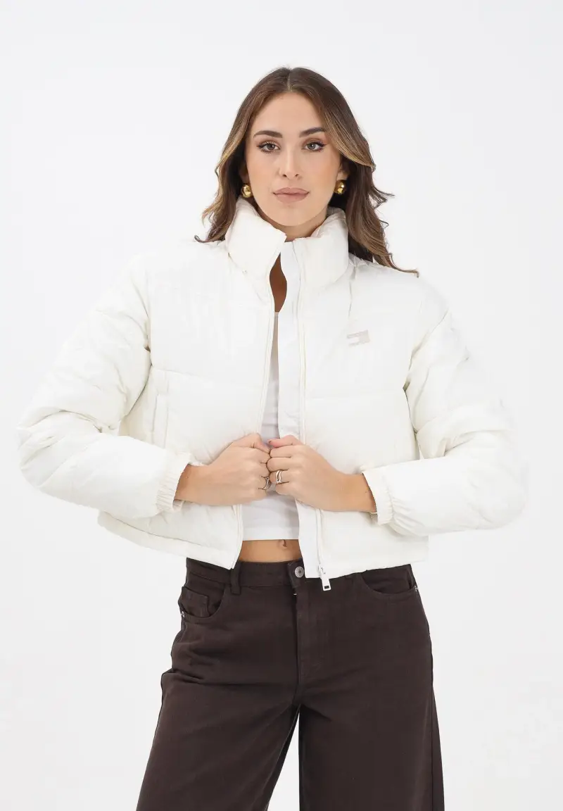 Piumino panna da donna con logo miniatura 2